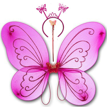 Nessiworld Fuchsia Color Butterfly Wing Crown and Stick 50x37 cm
