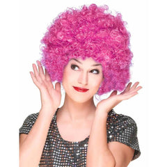 Nessiworld Fuchsia Color Curly Afro Bonus Wig Hair Party Wig