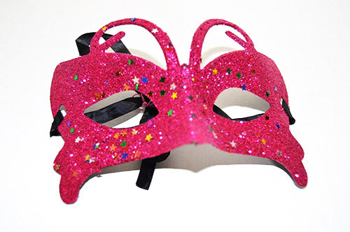 Nessiworld Fuchsia Color Glitter Butterfly Costume Party Mask 10x13 cm