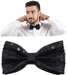 Nessiworld Night Glow Black Sequined Sequin Bow Tie 7x2 cm