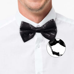 Nessiworld Night Glow Black Sequined Sequin Bow Tie 7x2 cm