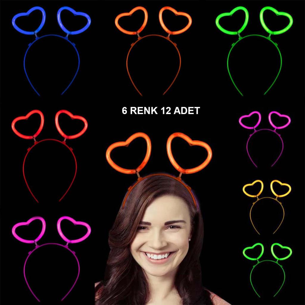 Nessiworld Glow Stick Glow in the Dark Phosphorescent Heart Crown 12 Pieces