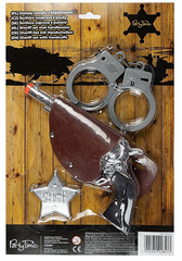 Nessiworld Cowboy Sheriff Gun Handcuffs and Badge Costume Set 3 Pieces for Shows