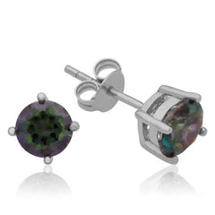 Silver 6 mm Mystic Topaz Stud Earrings