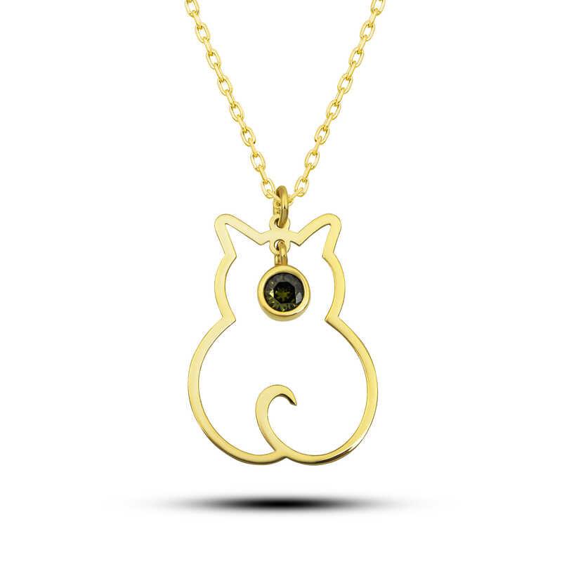Collier Catwoman en argent avec pierre de naissance d'août