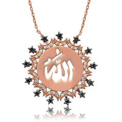 Silver Allah Written Women's Necklace
