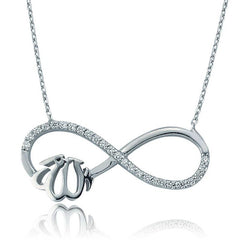 Silver Allah Written Infinity Women's Necklace
