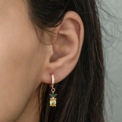 Silver Pineapple Figure Fruit Earrings