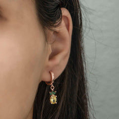 Silver Pineapple Figure Fruit Earrings