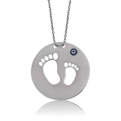 Silver Mother Baby Footprint Women's Necklace