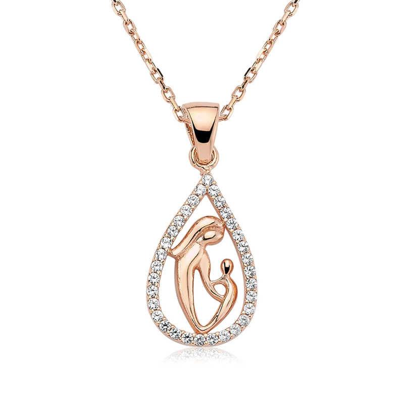 Silver Drop Mother Child Necklace