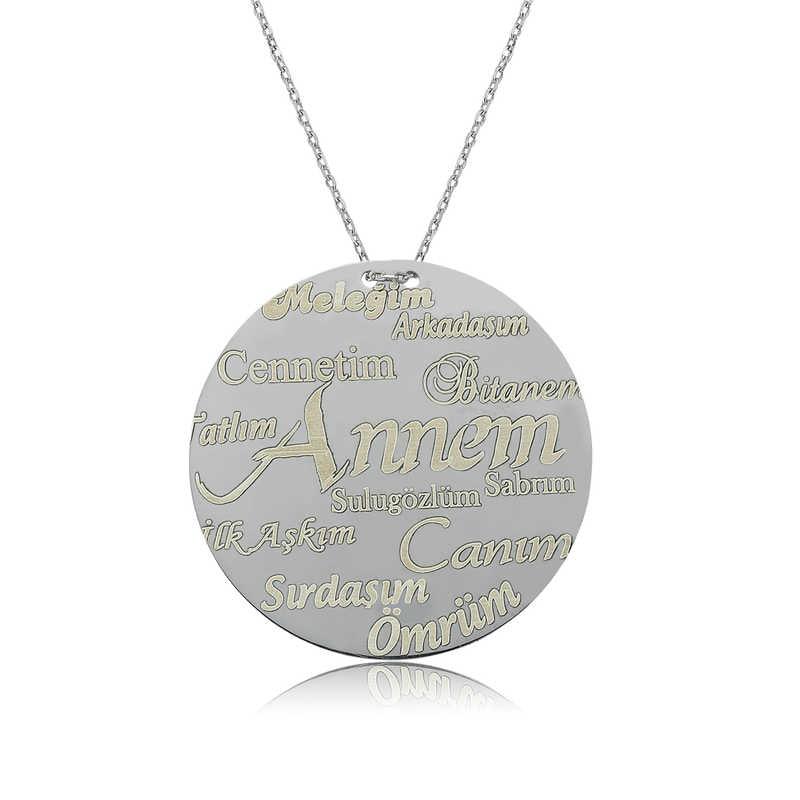 Silver Mother Written Plate Women's Necklace
