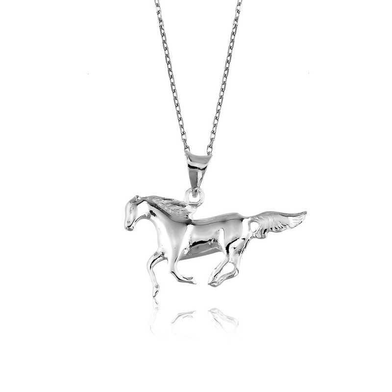 Silver Running Horse Necklace