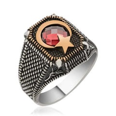 Bague pour homme en argent avec croissant d'étoile