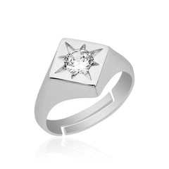 Silver Adjustable Polar Star Knight Ring