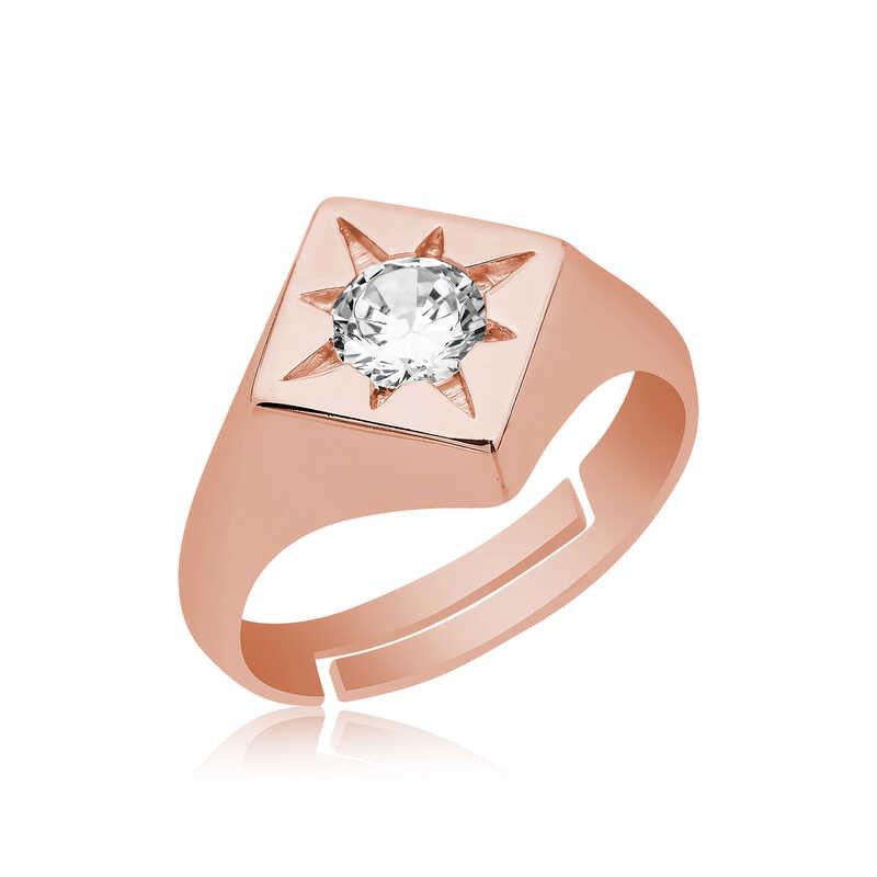 Silver Adjustable Rose North Star Knight Ring