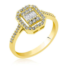 Silver Baguette Cut Gold Women's Ring