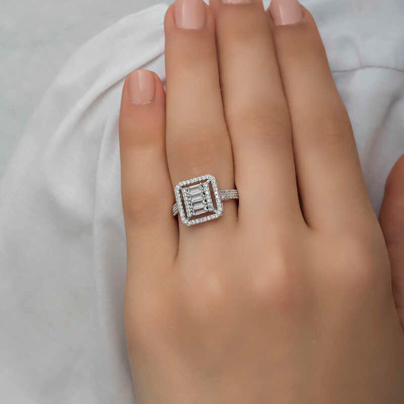 Silver Baguette Cut Women's Ring