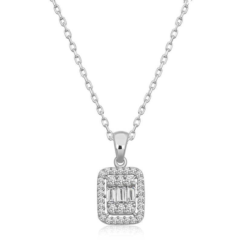 Silver Baguette Stone Women's Necklace