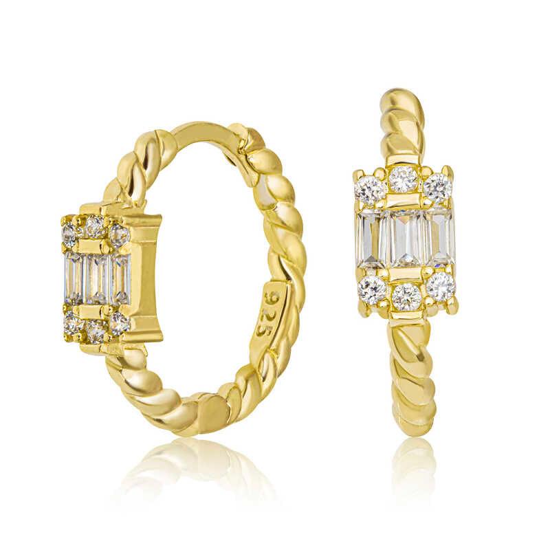 Silver Baguette Stone Women's Earrings