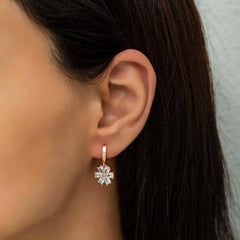 Silver White Flower Women's Earrings