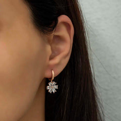 Silver White Flower Women's Earrings