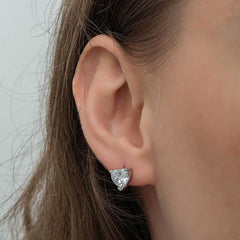 Silver White Heart Studded Women's Earrings