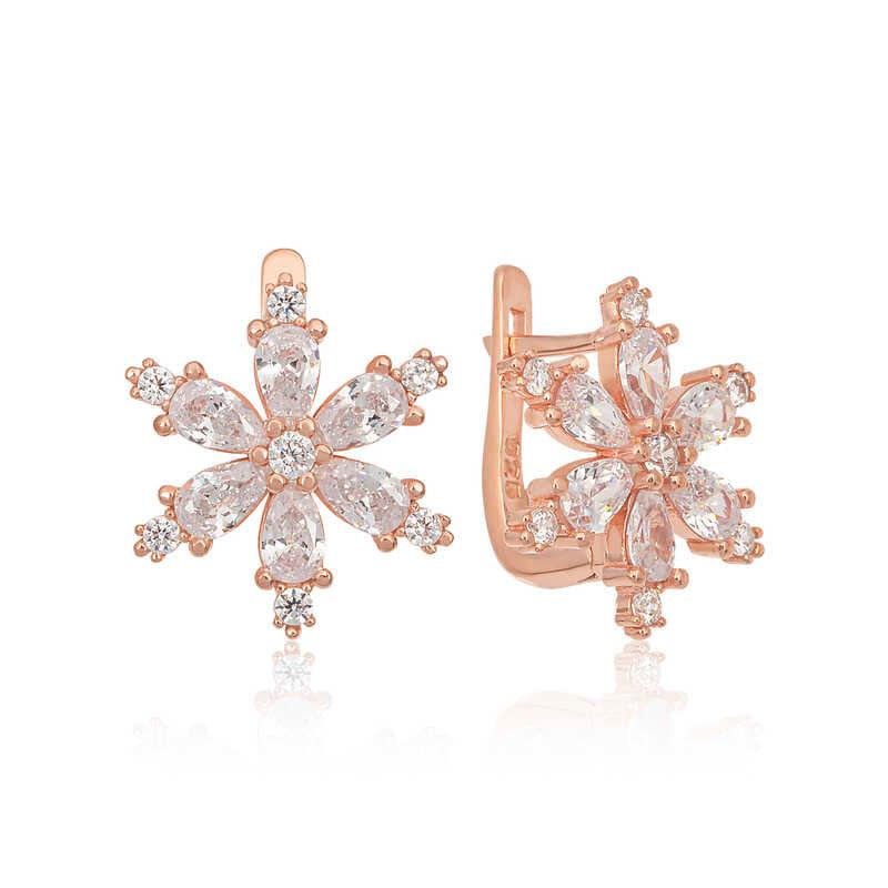 Silver White Lotus Flower Women's Earrings