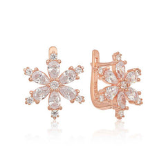 Silver White Lotus Flower Women's Earrings