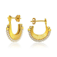 Silver White Stone Bohemian Stud Earrings