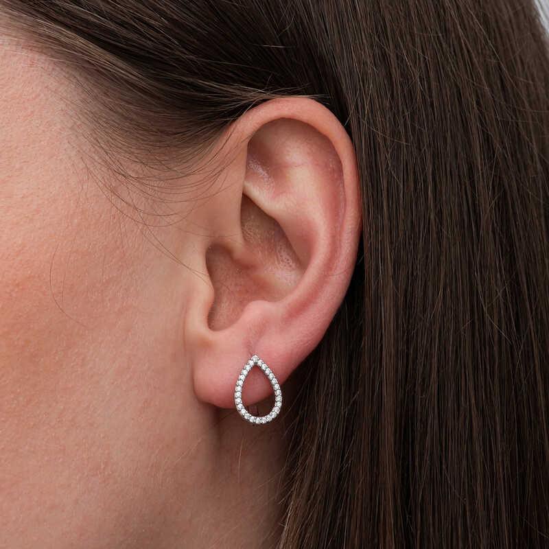 Silver White Stone Drop Women's Earrings