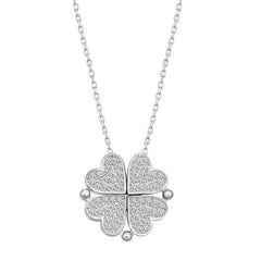 Silver Heart Openable Clover Women's Necklace