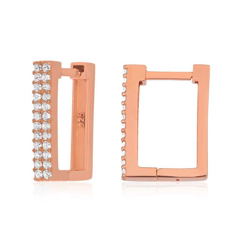 Silver White Stone Square Earrings