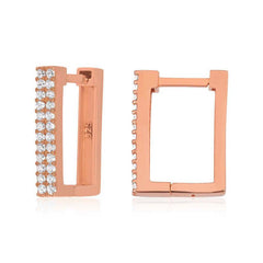 Silver White Stone Square Earrings