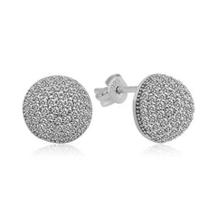 Silver White Stone Ball Earrings