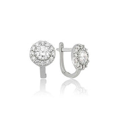 Silver White Round Earring