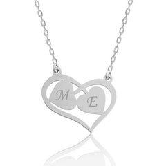 Silver Letter Connecting Hearts Personalized Necklace
