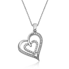 Silver United Hearts Necklace for Women