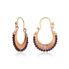 Silver Burgundy Stone Bohemian Earrings