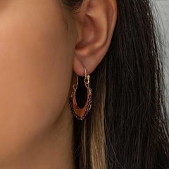 Silver Burgundy Stone Bohemian Earrings