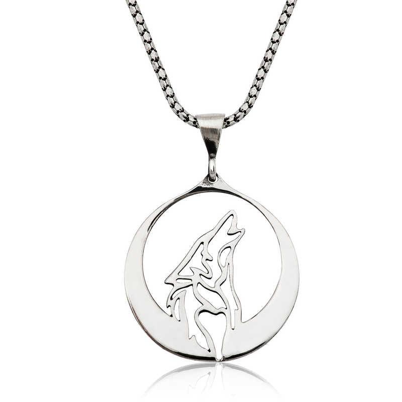 Collier Loup Gris Argenté
