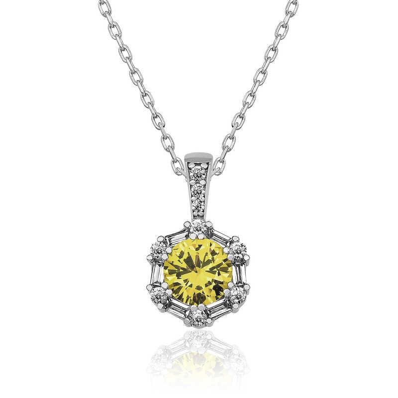 Silver Wheat Yellow Baguette Stone Women's Necklace