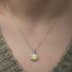 Silver Wheat Yellow Baguette Stone Women's Necklace
