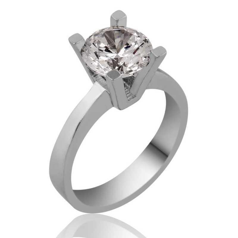 Silver Single Stone Women's Ring
