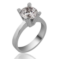 Silver Single Stone Women's Ring