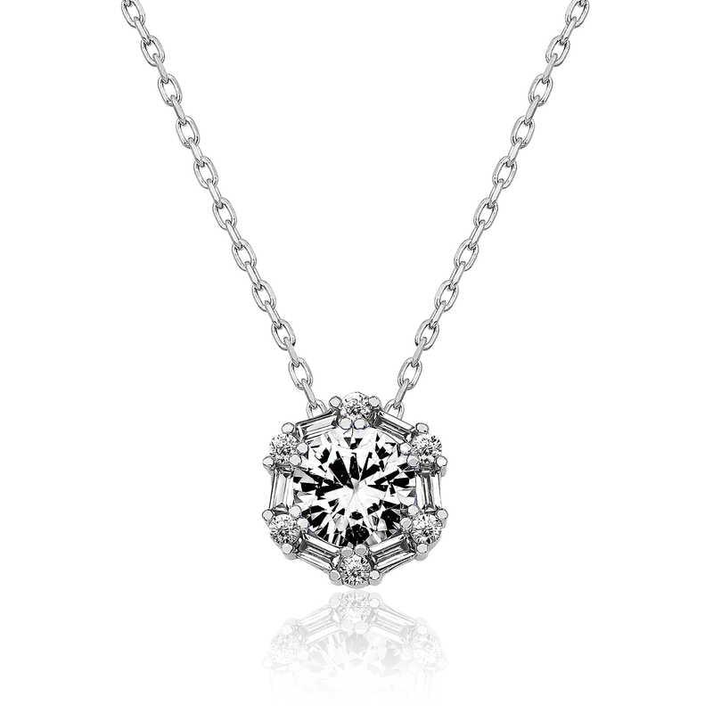 Silver Ice White Baguette Stone Women's Necklace