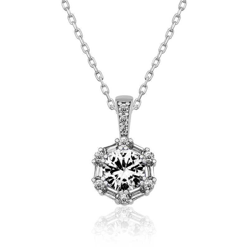 Silver Ice White Baguette Stone Women's Necklace