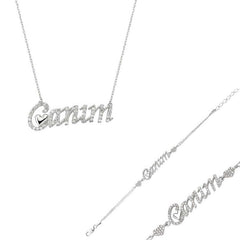 Silver My Love Written Heart Women's Set