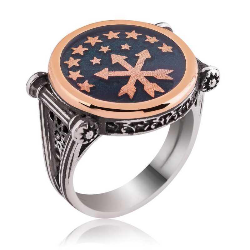Silver Circassian Flag Men's Ring
