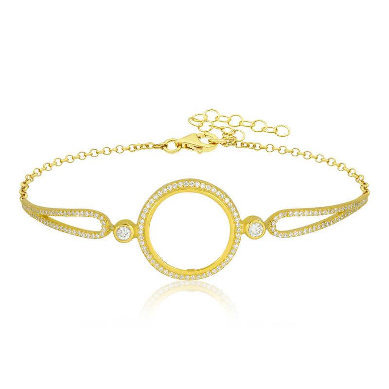 Bracelet pour femme plaqué or avec attache quart de cercle en argent